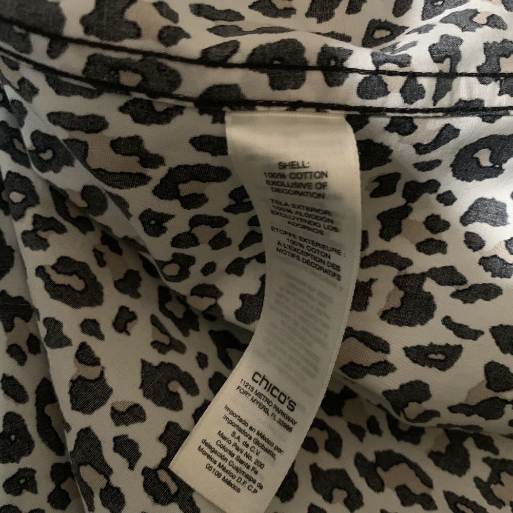 Chico's Womens Size Large Multicolor Animal Print Cotton Button Up Shirt Blouse - Picture 6 of 7